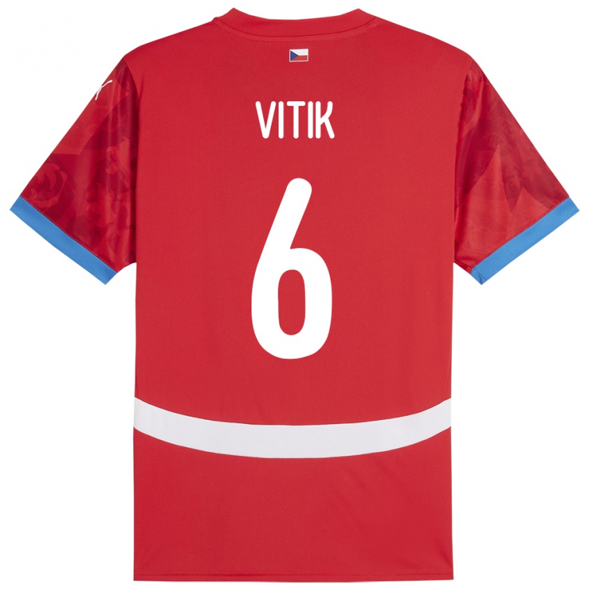 Kinder Tschechien Martin Vitík #6 Rot Heimtrikot Trikot 24-26 T-Shirt Belgien