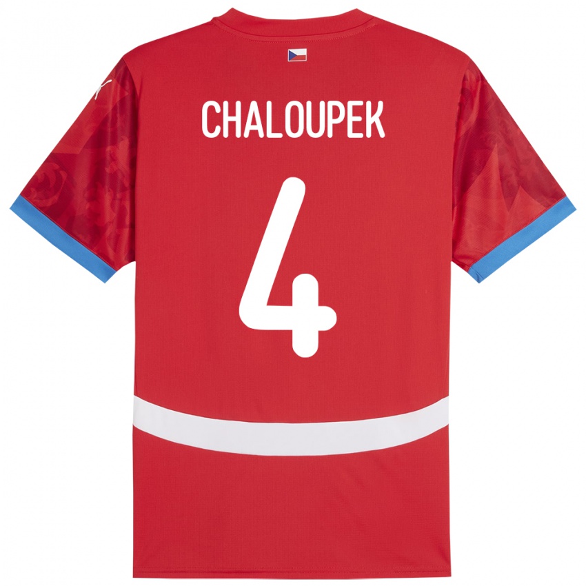 Kinderen Tsjechië Stepan Chaloupek #4 Rood Thuisshirt Thuistenue 24-26 T-Shirt België