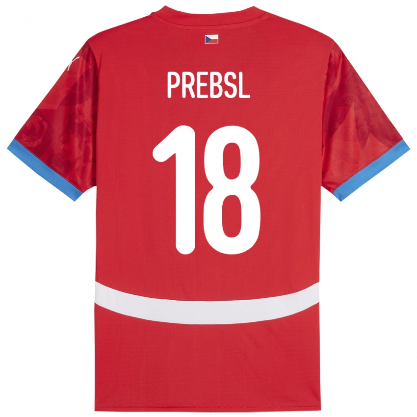 Kinderen Tsjechië Filip Prebsl #18 Rood Thuisshirt Thuistenue 24-26 T-Shirt België