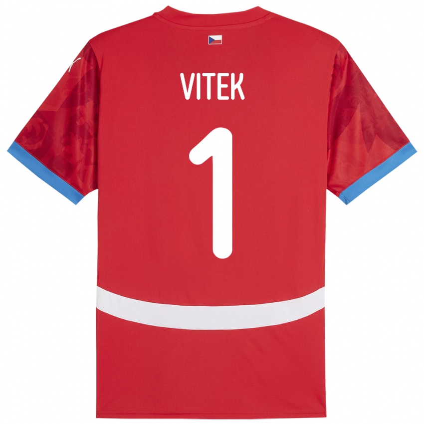 Kinderen Tsjechië Radek Vitek #1 Rood Thuisshirt Thuistenue 24-26 T-Shirt België