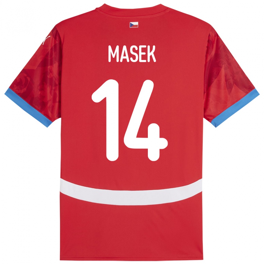 Kinderen Tsjechië Lukas Masek #14 Rood Thuisshirt Thuistenue 24-26 T-Shirt België