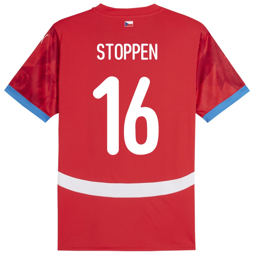 Kinderen Tsjechië Tadeas Stoppen #16 Rood Thuisshirt Thuistenue 24-26 T-Shirt België