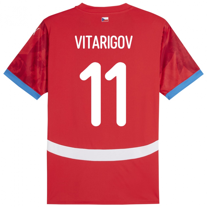 Kinderen Tsjechië Arsen Vitarigov #11 Rood Thuisshirt Thuistenue 24-26 T-Shirt België