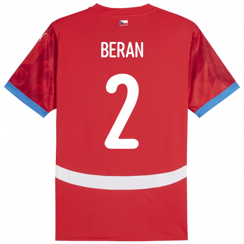 Kinderen Tsjechië Stepan Beran #2 Rood Thuisshirt Thuistenue 24-26 T-Shirt België