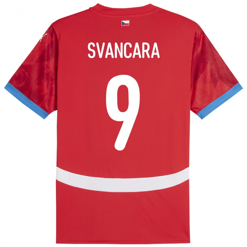 Kinder Tschechien Daniel Svancara #9 Rot Heimtrikot Trikot 24-26 T-Shirt Belgien