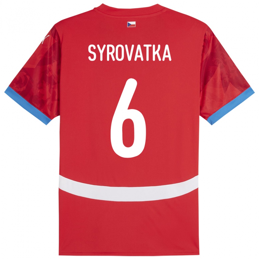 Kinder Tschechien Matyas Syrovatka #6 Rot Heimtrikot Trikot 24-26 T-Shirt Belgien