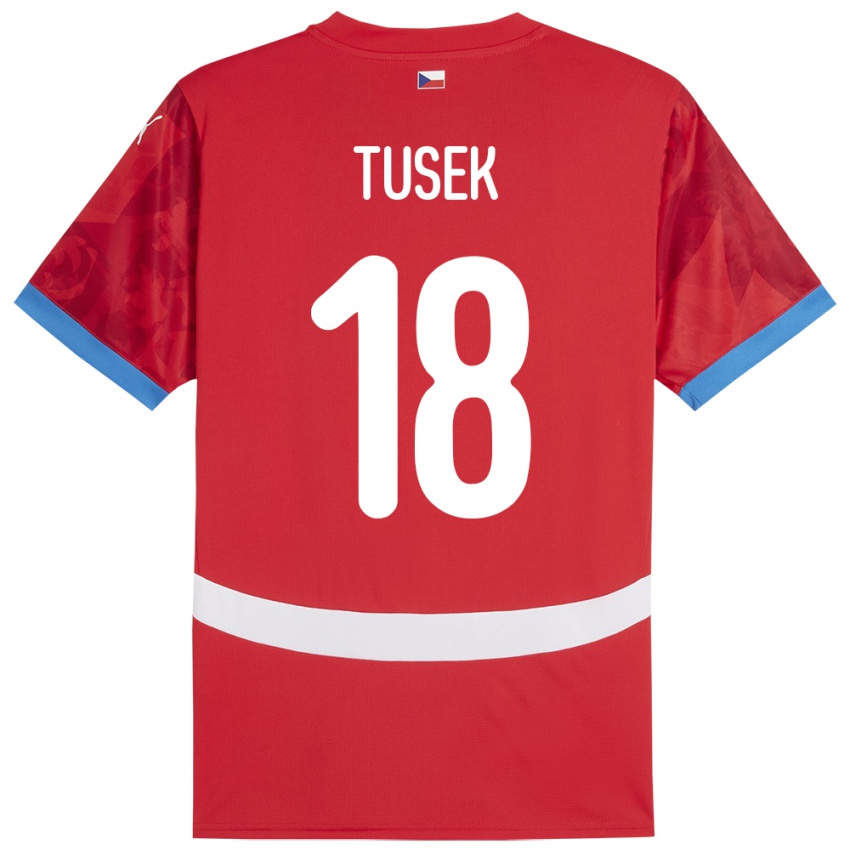 Kinderen Tsjechië Adam Tusek #18 Rood Thuisshirt Thuistenue 24-26 T-Shirt België