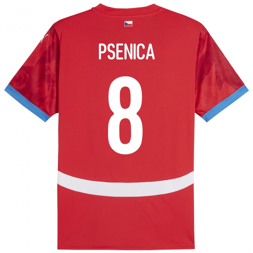 Kinder Tschechien Jiri Psenica #8 Rot Heimtrikot Trikot 24-26 T-Shirt Belgien