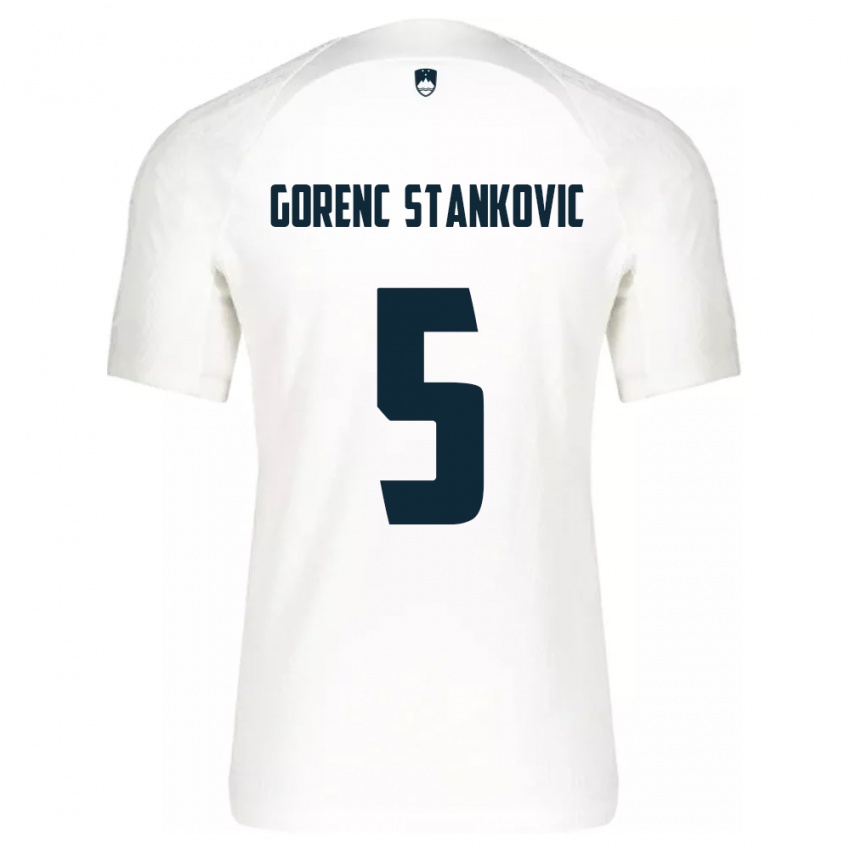 Kinderen Slovenië Jon Gorenc Stankovic #5 Wit Thuisshirt Thuistenue 24-26 T-Shirt België