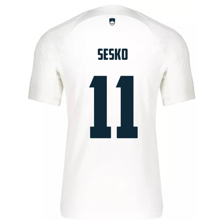 Kinderen Slovenië Benjamin Sesko #11 Wit Thuisshirt Thuistenue 24-26 T-Shirt België