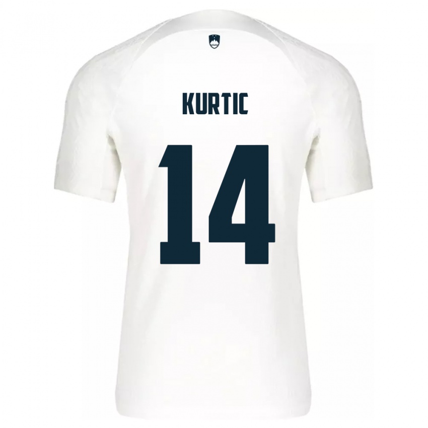 Kinder Slowenien Jasmin Kurtic #14 Weiß Heimtrikot Trikot 24-26 T-Shirt Belgien