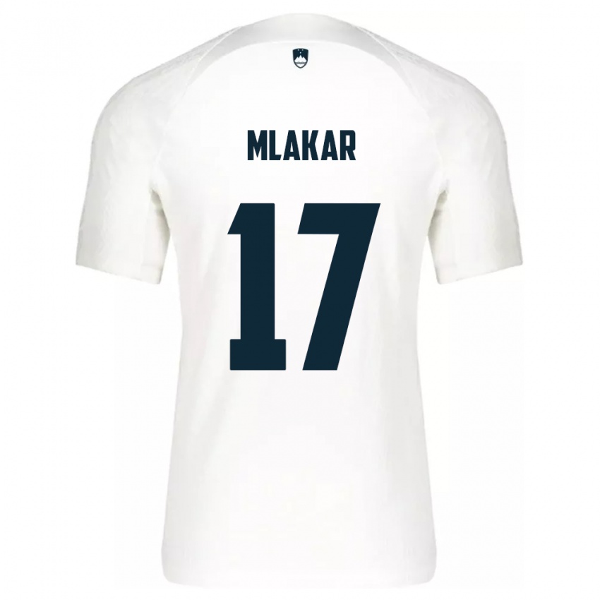 Enfant Maillot Slovénie Jan Mlakar #17 Blanc Tenues Domicile 24-26 T-Shirt Belgique