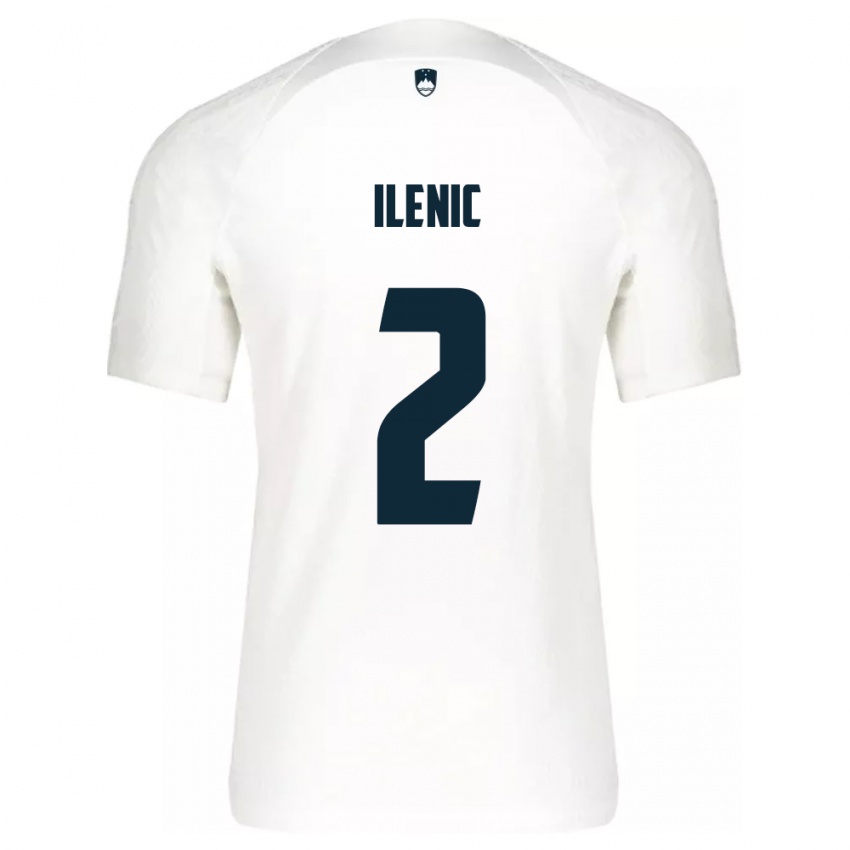 Enfant Maillot Slovénie Mitja Ilenic #2 Blanc Tenues Domicile 24-26 T-Shirt Belgique