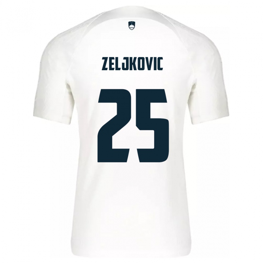 Kinderen Slovenië Adrian Zeljkovic #25 Wit Thuisshirt Thuistenue 24-26 T-Shirt België