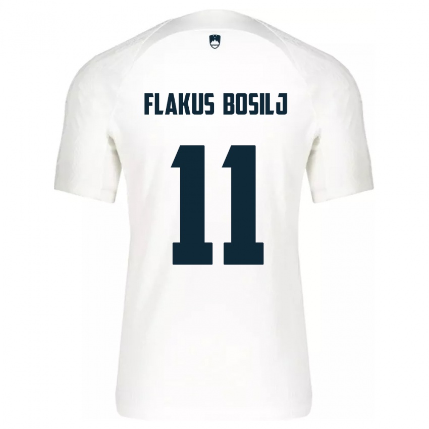 Enfant Maillot Slovénie David Flakus Bosilj #11 Blanc Tenues Domicile 24-26 T-Shirt Belgique