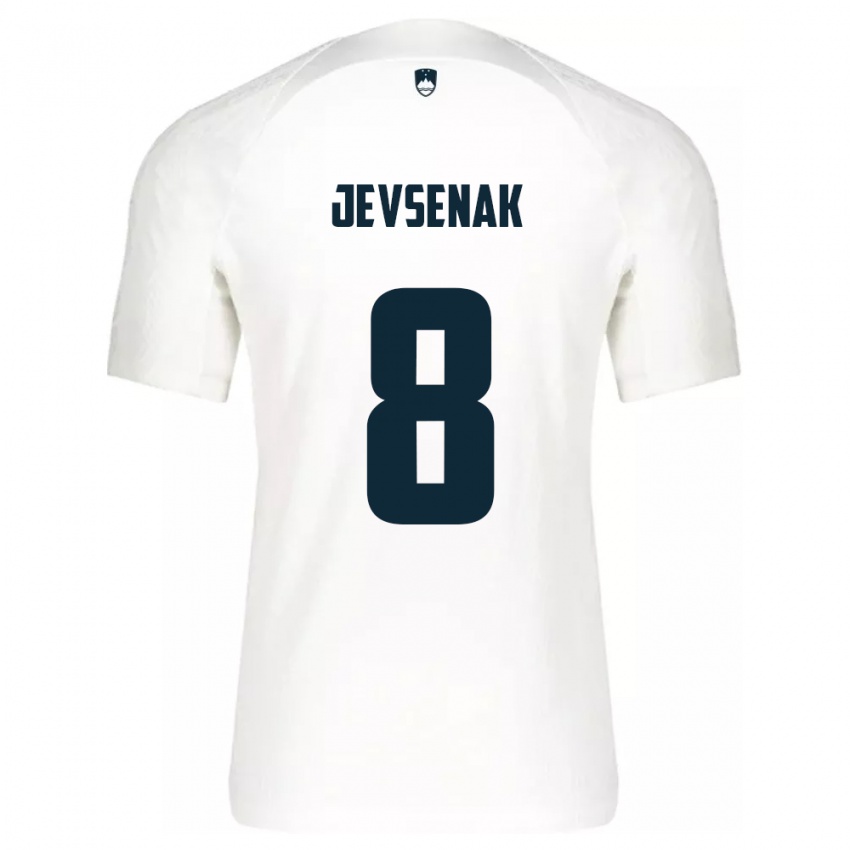 Enfant Maillot Slovénie Florjan Jevsenak #8 Blanc Tenues Domicile 24-26 T-Shirt Belgique