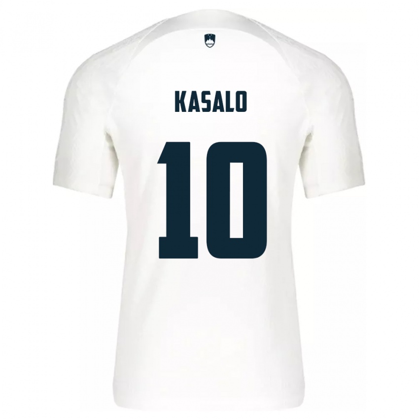 Kinderen Slovenië Niko Kasalo #10 Wit Thuisshirt Thuistenue 24-26 T-Shirt België