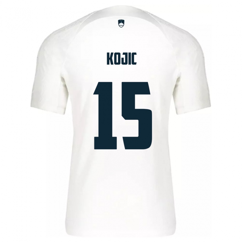 Enfant Maillot Slovénie Dino Kojic #15 Blanc Tenues Domicile 24-26 T-Shirt Belgique