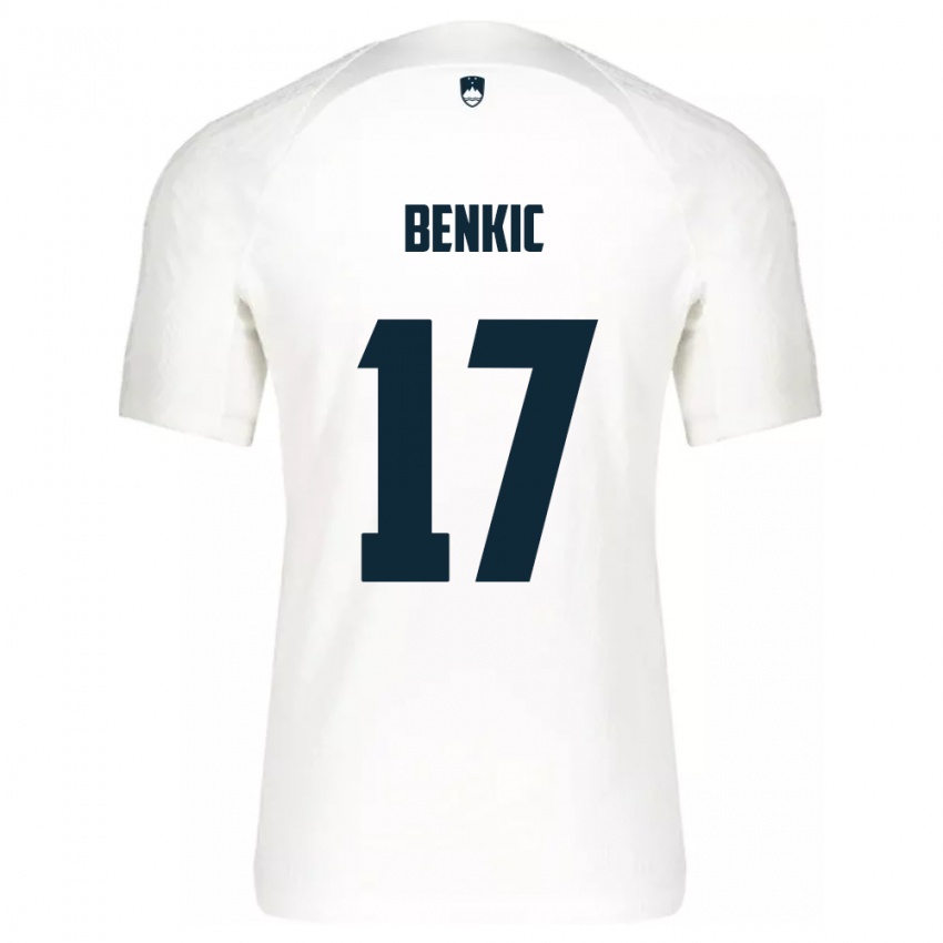 Enfant Maillot Slovénie Kevin Benkic #17 Blanc Tenues Domicile 24-26 T-Shirt Belgique