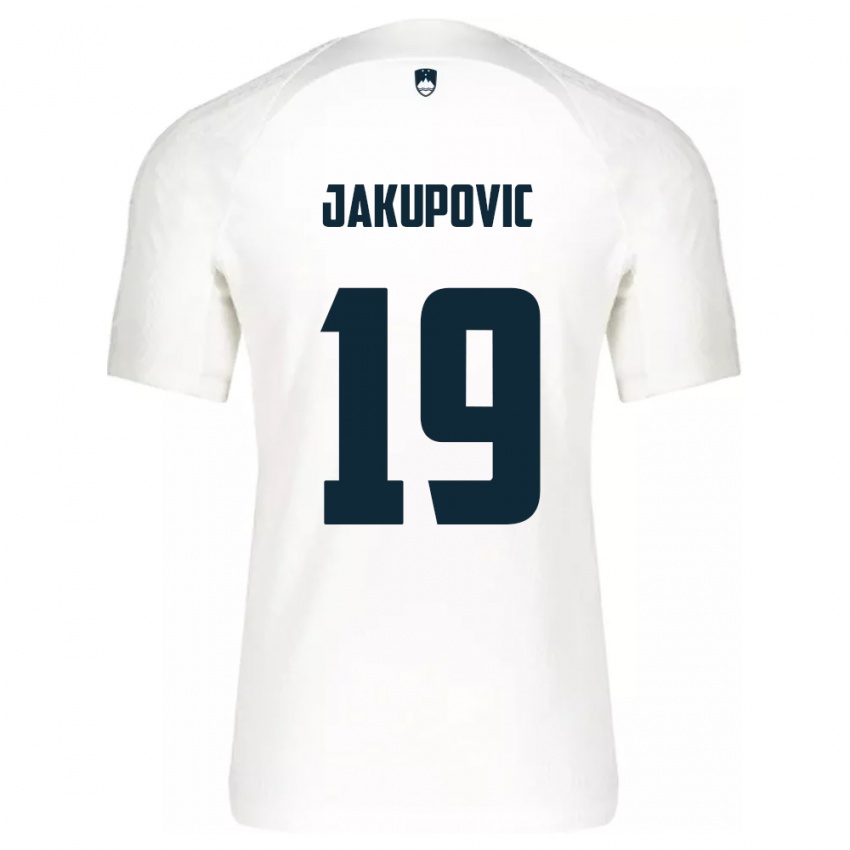 Kinderen Slovenië Aldin Jakupovic #19 Wit Thuisshirt Thuistenue 24-26 T-Shirt België