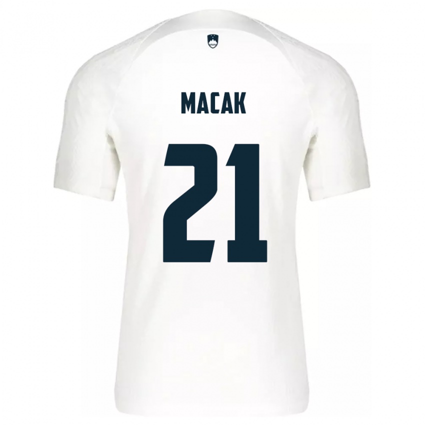 Kinder Slowenien Lucas Macak #21 Weiß Heimtrikot Trikot 24-26 T-Shirt Belgien