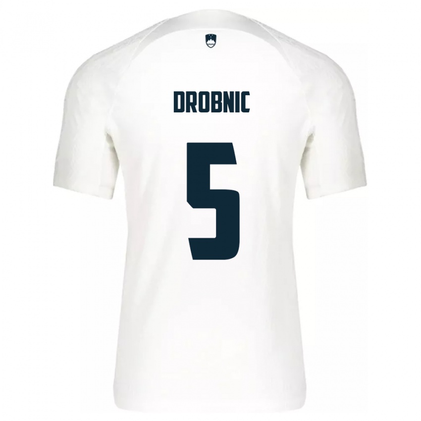 Kinderen Slovenië Dominik Drobnic #5 Wit Thuisshirt Thuistenue 24-26 T-Shirt België