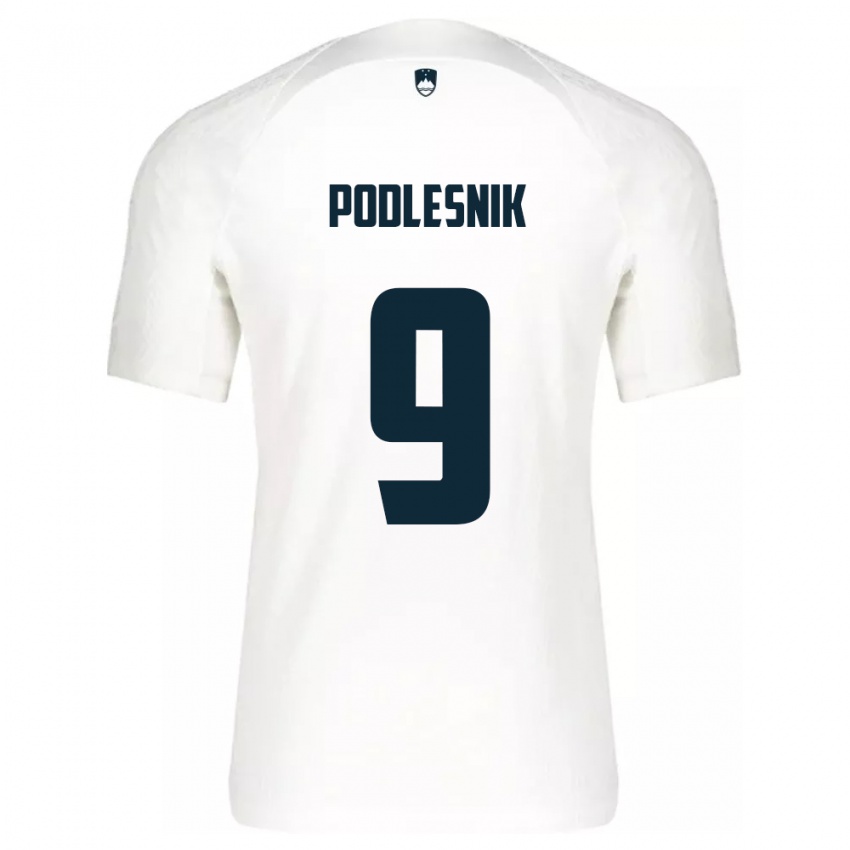 Kinderen Slovenië Nik Podlesnik #9 Wit Thuisshirt Thuistenue 24-26 T-Shirt België