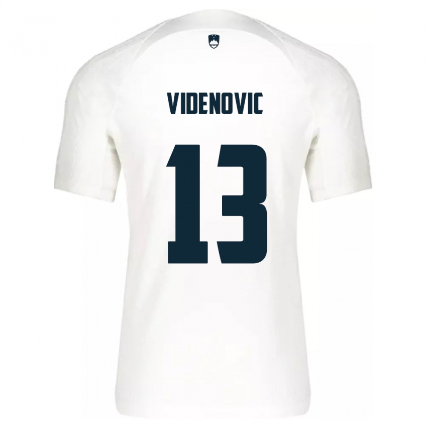 Kinder Slowenien Denis Videnovic #13 Weiß Heimtrikot Trikot 24-26 T-Shirt Belgien