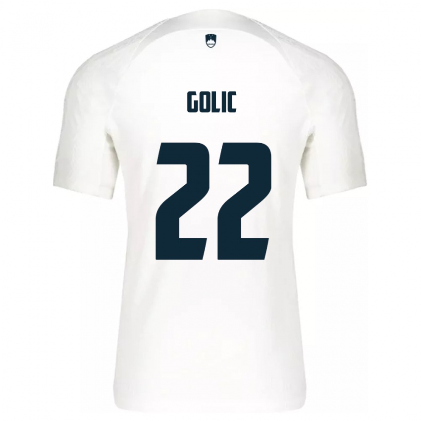 Enfant Maillot Slovénie Tilen Golic #22 Blanc Tenues Domicile 24-26 T-Shirt Belgique