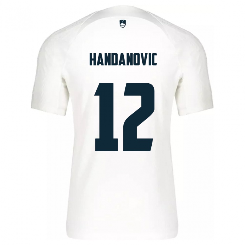 Enfant Maillot Slovénie Tanej Handanovic #12 Blanc Tenues Domicile 24-26 T-Shirt Belgique