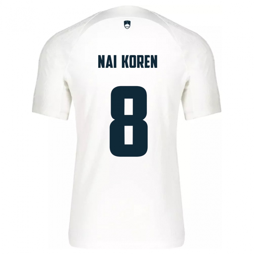 Kinder Slowenien Tian Nai Koren #8 Weiß Heimtrikot Trikot 24-26 T-Shirt Belgien