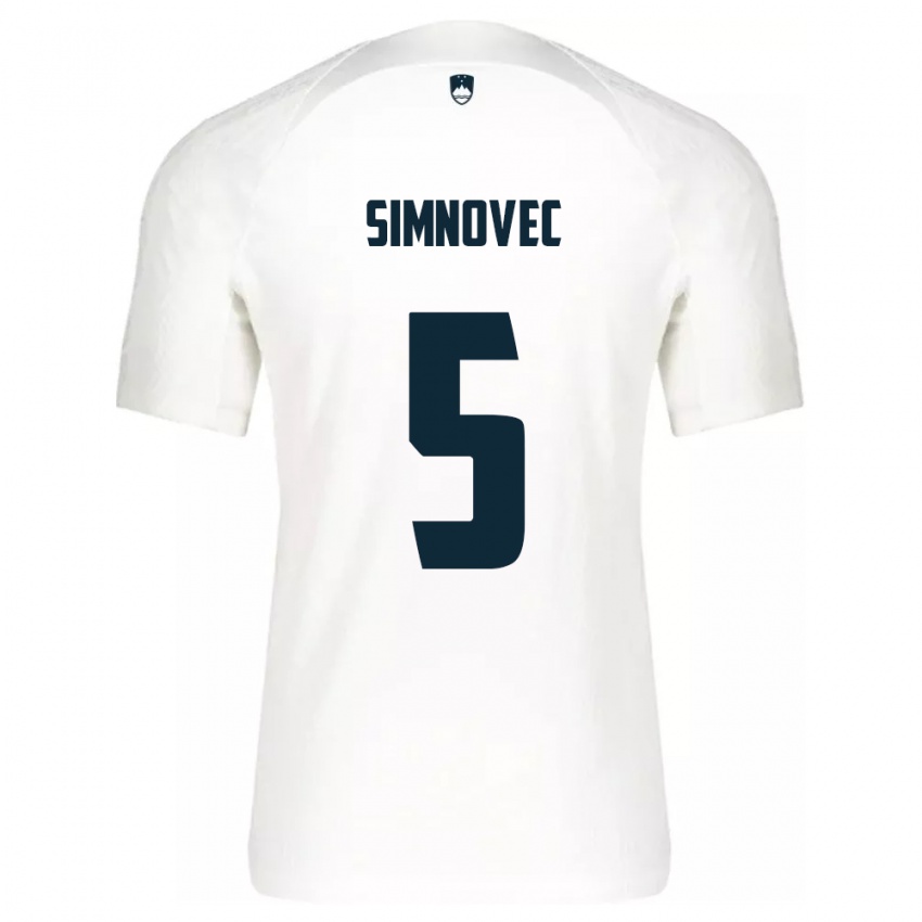 Enfant Maillot Slovénie Matevz Simnovec #5 Blanc Tenues Domicile 24-26 T-Shirt Belgique