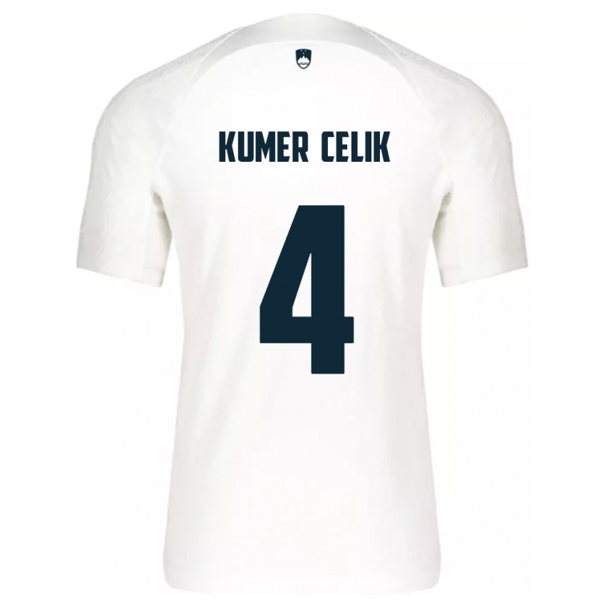 Kinder Slowenien An Kumer Celik #4 Weiß Heimtrikot Trikot 24-26 T-Shirt Belgien