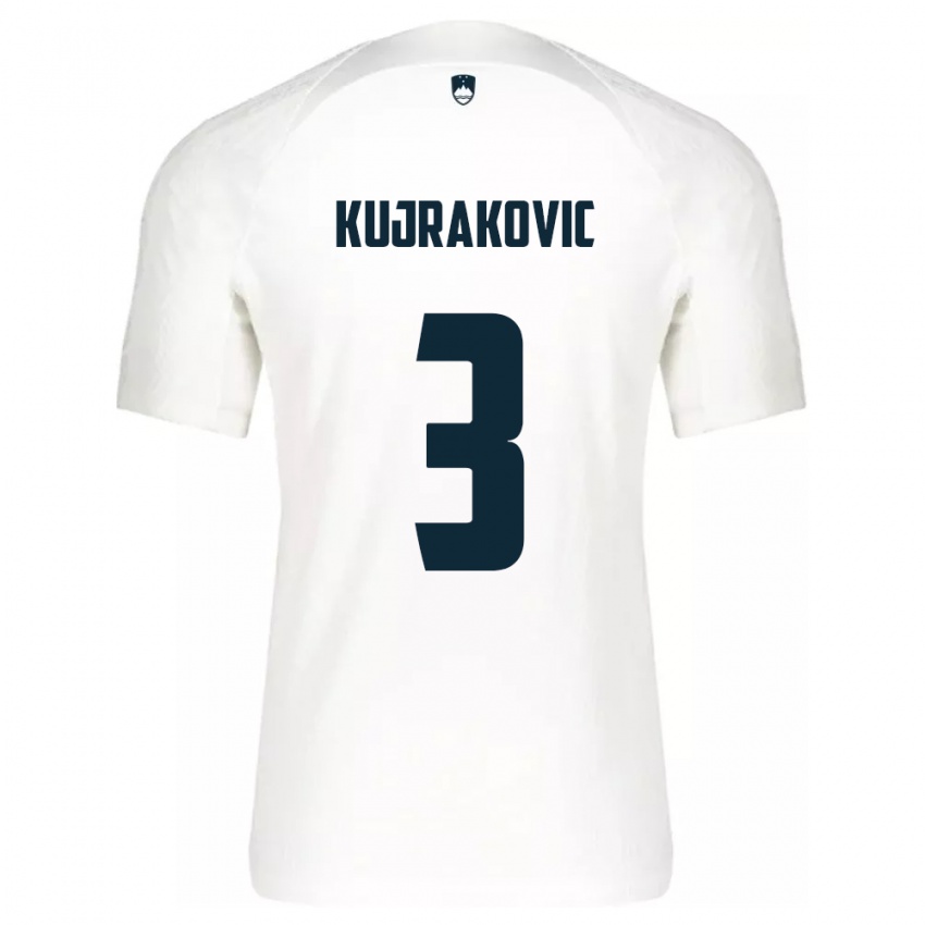 Enfant Maillot Slovénie Minel Kujrakovic #3 Blanc Tenues Domicile 24-26 T-Shirt Belgique