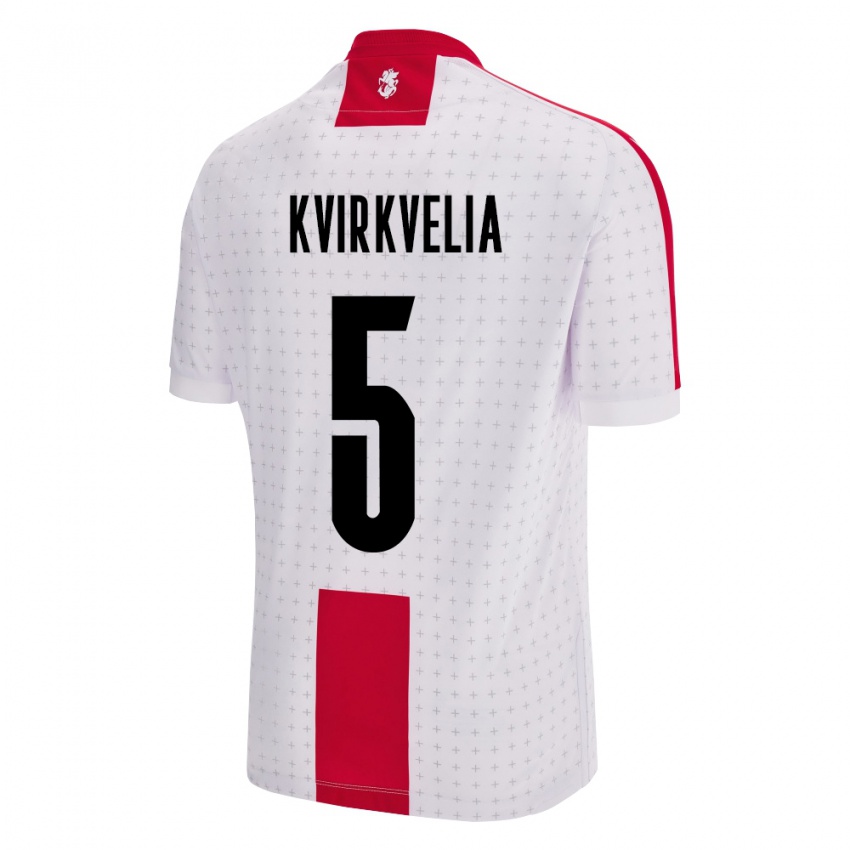 Kinder Georgien Solomon Kvirkvelia #5 Weiß Heimtrikot Trikot 24-26 T-Shirt Belgien