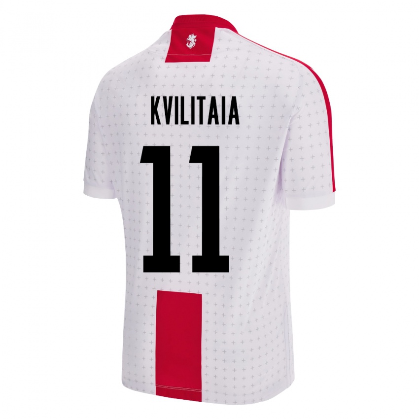 Kinder Georgien Giorgi Kvilitaia #11 Weiß Heimtrikot Trikot 24-26 T-Shirt Belgien