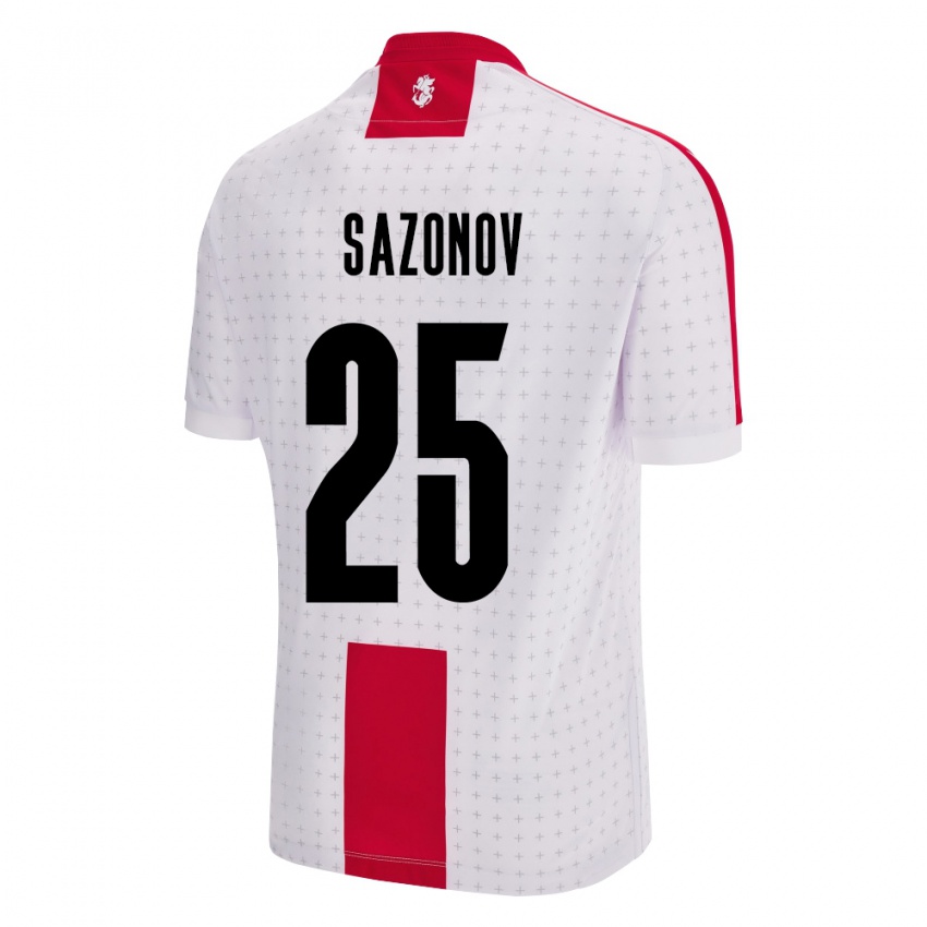 Kinder Georgien Saba Sazonov #25 Weiß Heimtrikot Trikot 24-26 T-Shirt Belgien