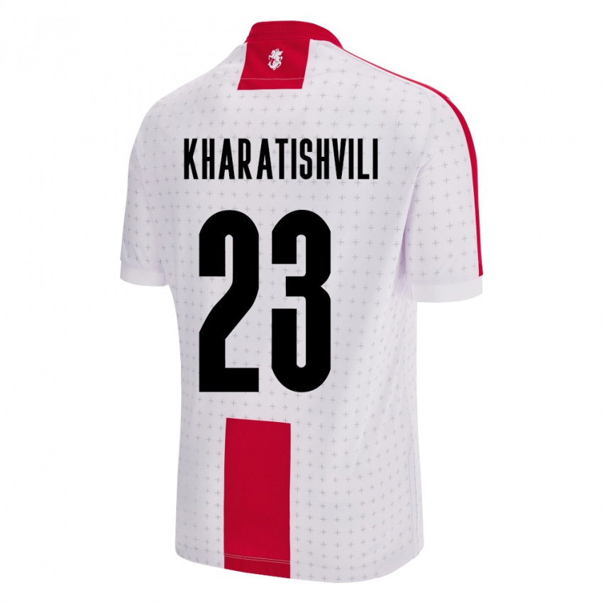 Kinder Georgien Luka Kharatishvili #23 Weiß Heimtrikot Trikot 24-26 T-Shirt Belgien