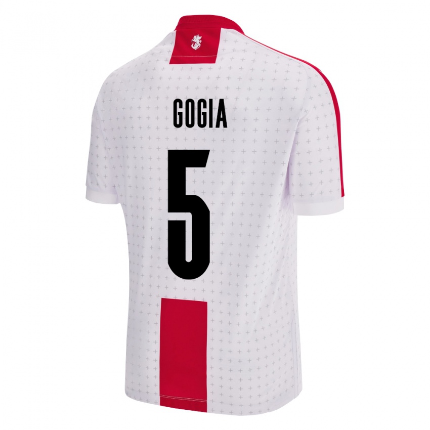 Kinder Georgien Gigi Gogia #5 Weiß Heimtrikot Trikot 24-26 T-Shirt Belgien