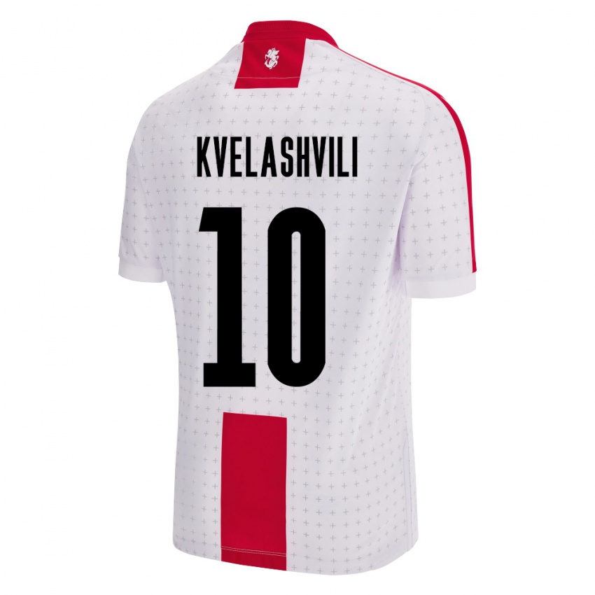 Kinder Georgien Nikoloz Kvelashvili #10 Weiß Heimtrikot Trikot 24-26 T-Shirt Belgien