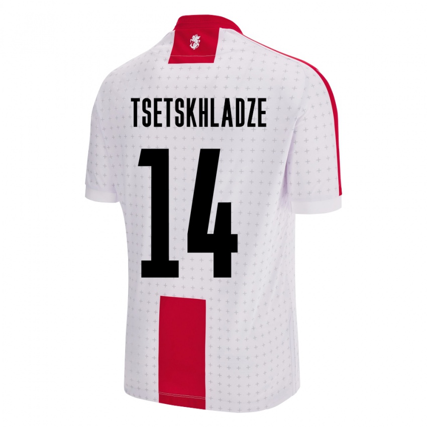 Kinder Georgien Nikoloz Tsetskhladze #14 Weiß Heimtrikot Trikot 24-26 T-Shirt Belgien