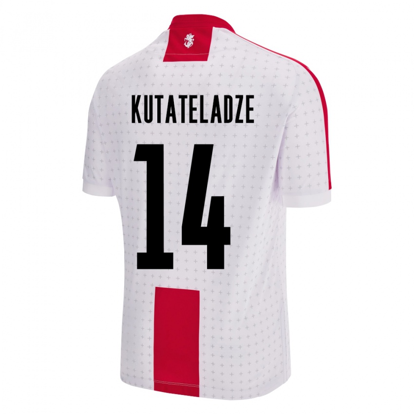 Kinder Georgien Alexandre Kutateladze #14 Weiß Heimtrikot Trikot 24-26 T-Shirt Belgien