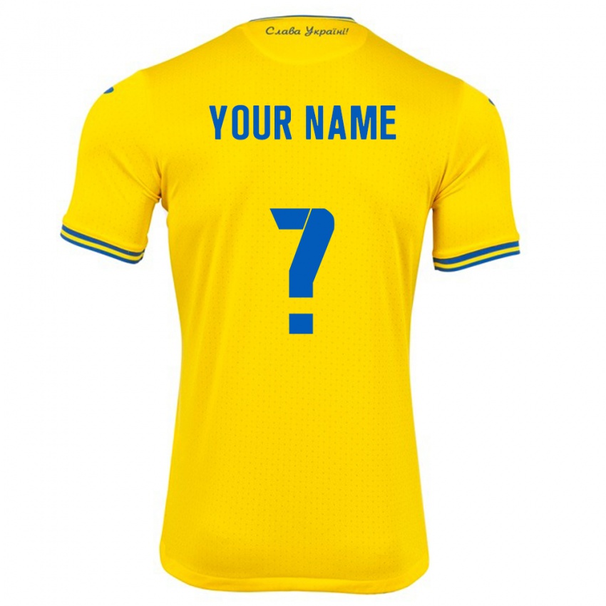 Kinderen Oekraïne Uw Naam #0 Geel Thuisshirt Thuistenue 24-26 T-Shirt België
