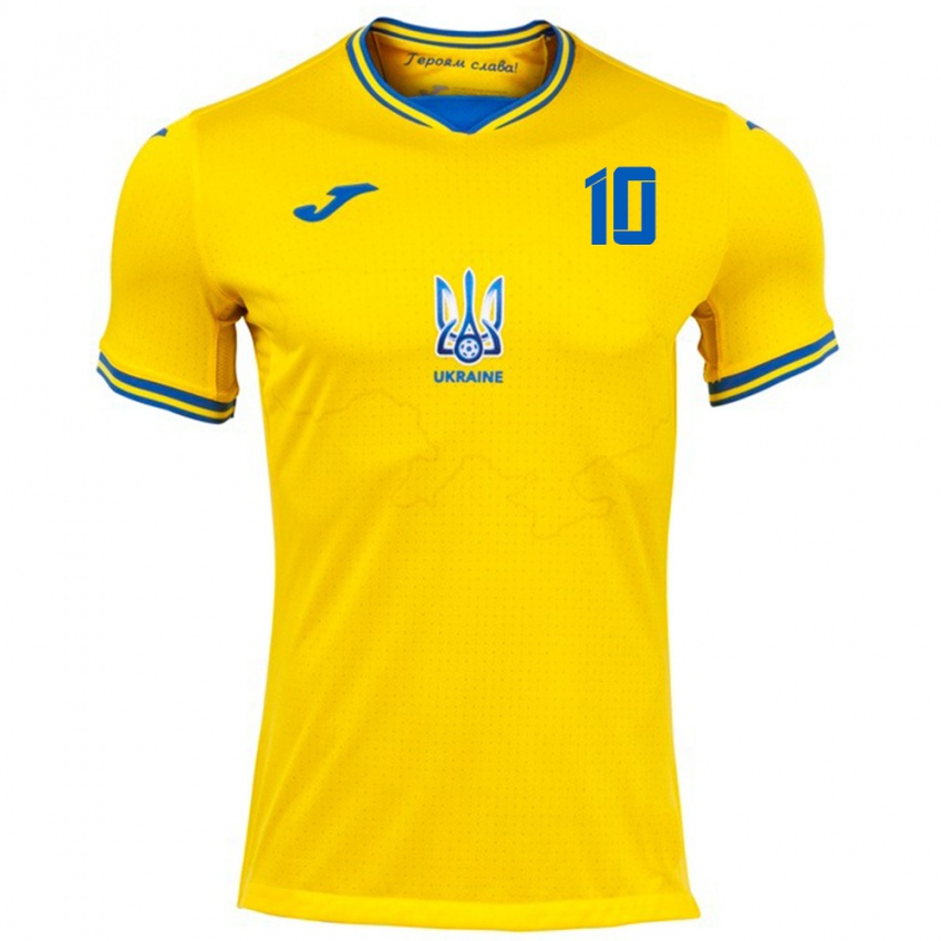 Kinder Ukraine Nazar Voloshyn #10 Gelb Heimtrikot Trikot 24-26 T-Shirt Belgien