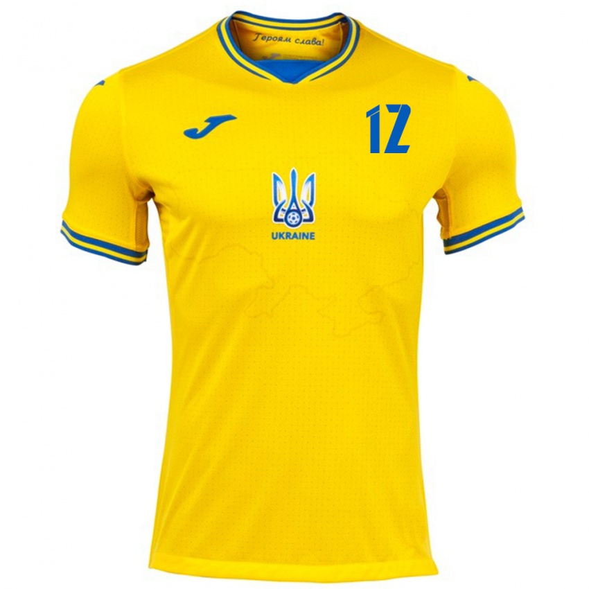 Kinder Ukraine Marina Dudnik #12 Gelb Heimtrikot Trikot 24-26 T-Shirt Belgien