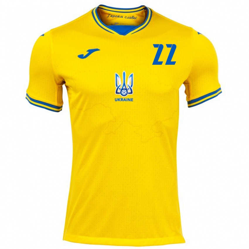 Kinder Ukraine Mykola Matvienko #22 Gelb Heimtrikot Trikot 24-26 T-Shirt Belgien