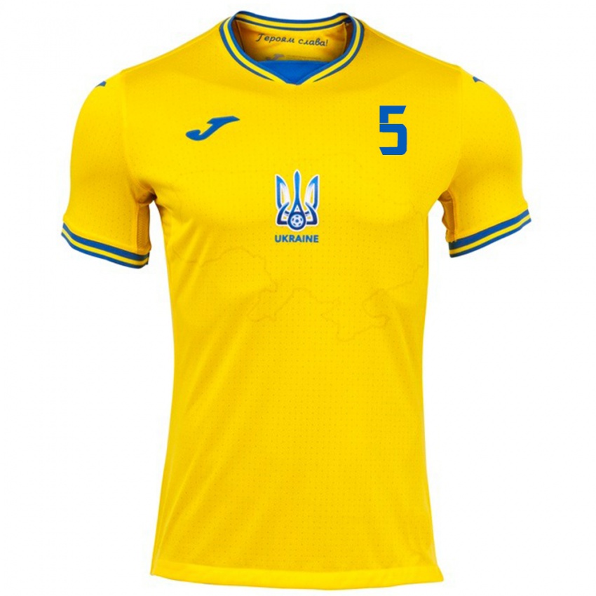 Kinder Ukraine Mykola Ogarkov #5 Gelb Heimtrikot Trikot 24-26 T-Shirt Belgien