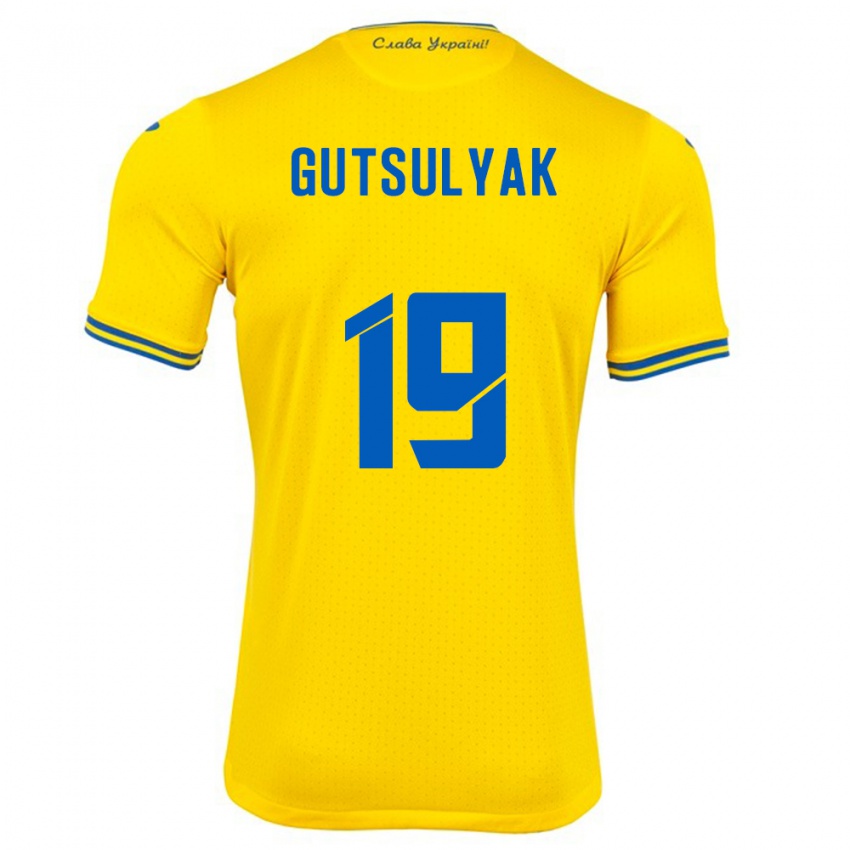 Kinderen Oekraïne Oleksiy Gutsulyak #19 Geel Thuisshirt Thuistenue 24-26 T-Shirt België