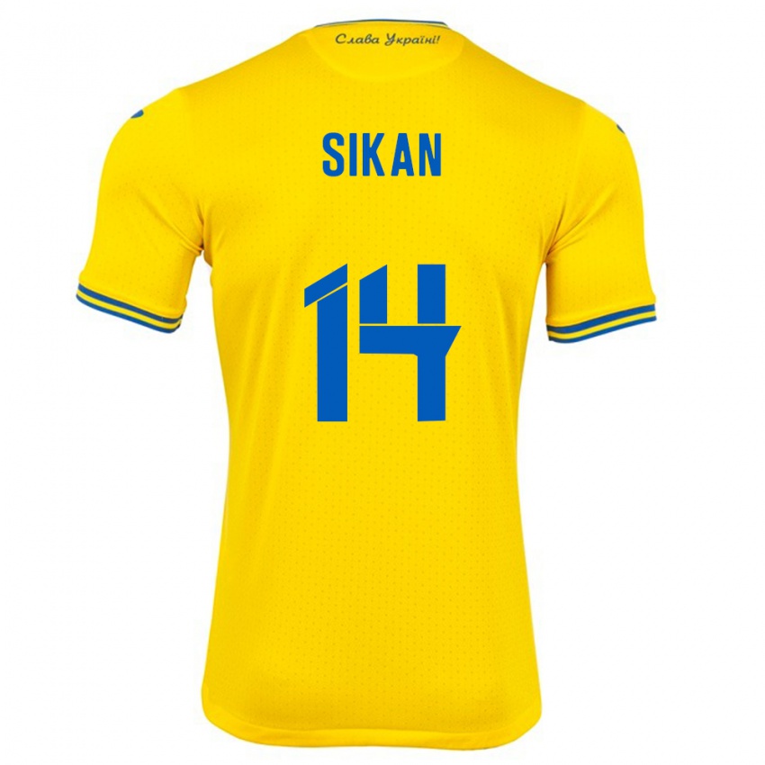 Kinder Ukraine Danylo Sikan #14 Gelb Heimtrikot Trikot 24-26 T-Shirt Belgien