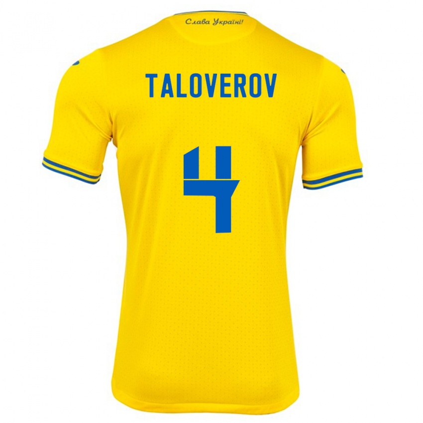 Kinder Ukraine Maksym Taloverov #4 Gelb Heimtrikot Trikot 24-26 T-Shirt Belgien